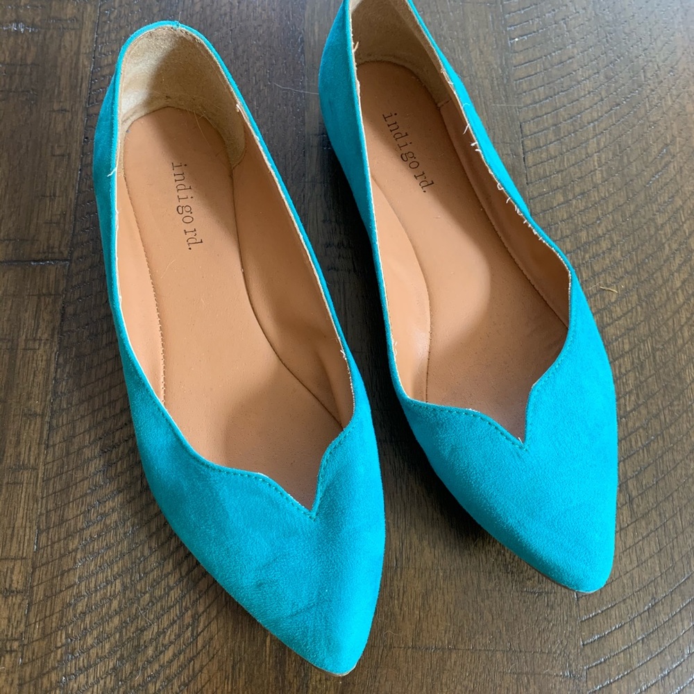 Teal Suede Flats